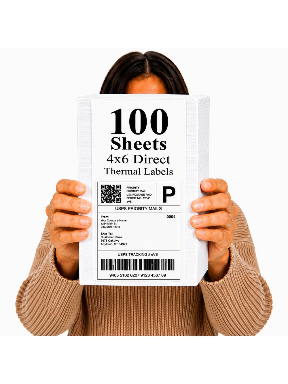 LABELS 4X6 DIRECT THERMAL (100 SHEETS) WHITE SHIPPING LABEL STACK SELF ADHESIVE